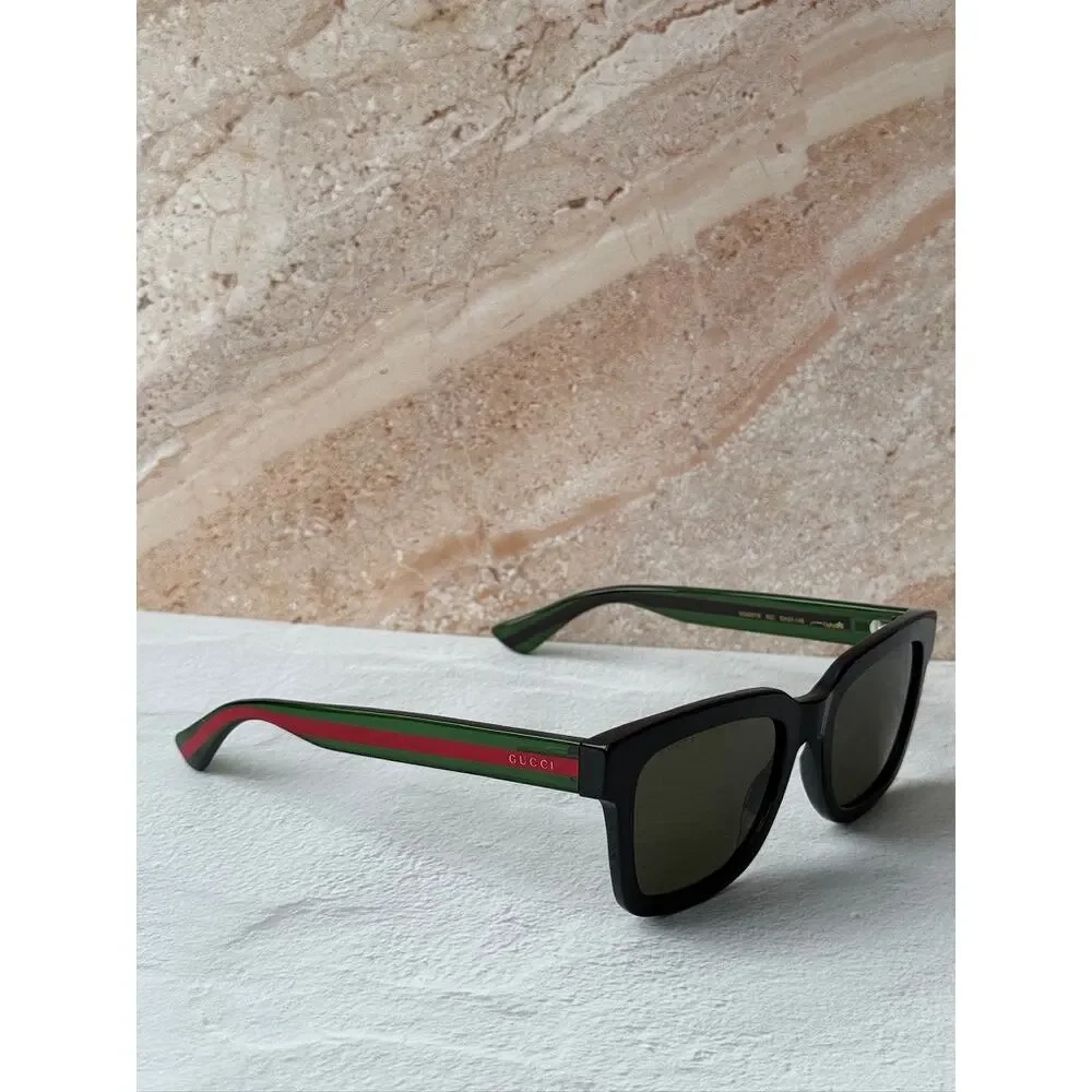 NEW Gucci GG0001S Black Striped Arm Sunglasses - Picture 3 of 6
